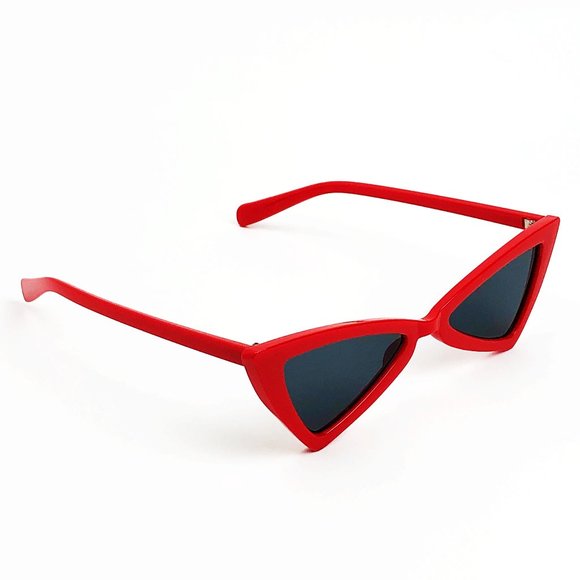 Red Retro Sunglasses Triangle Lens Decade Eighties - Picture 5 of 16
